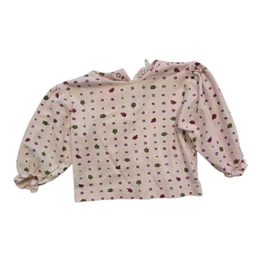 Vintage 1990s Botanical Leaf Patterned Cotton Long Sleeved Top